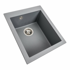 Гранітна мийка для кухні Platinum 4150 SOKIL матова (сірий металік)