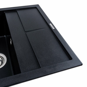 Гранітна мийка для кухні Platinum 6550 LOTOS матовий Чорний металік