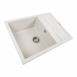 Гранітна мийка для кухні Platinum 6550 LOTOS матова Біла в крапку