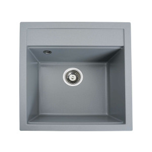 Гранітна мийка для кухні Platinum 5149 FIESTA матова Сірий металік