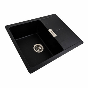 Гранітна мийка для кухні Platinum 6250 ZIRKONE матовий Чорний металік