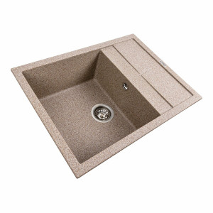 Гранітна мийка для кухні Platinum 6550 LOTOS матова Карамель