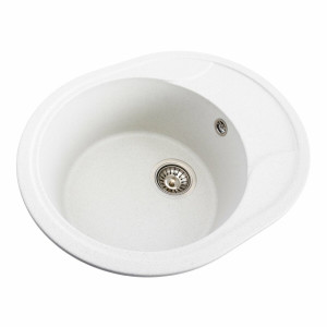 Гранітна мийка для кухні Platinum 5847 ONYX матова (біла в крапку)