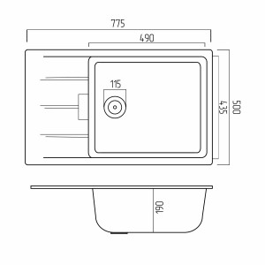 Гранітна мийка для кухні Platinum 7850 ROMA матова (чорний металік)