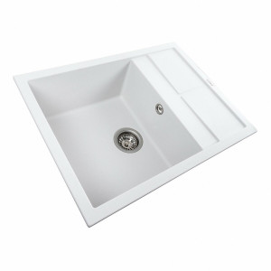 Гранітна мийка для кухні Platinum 6550 LOTOS матова Білосніжна