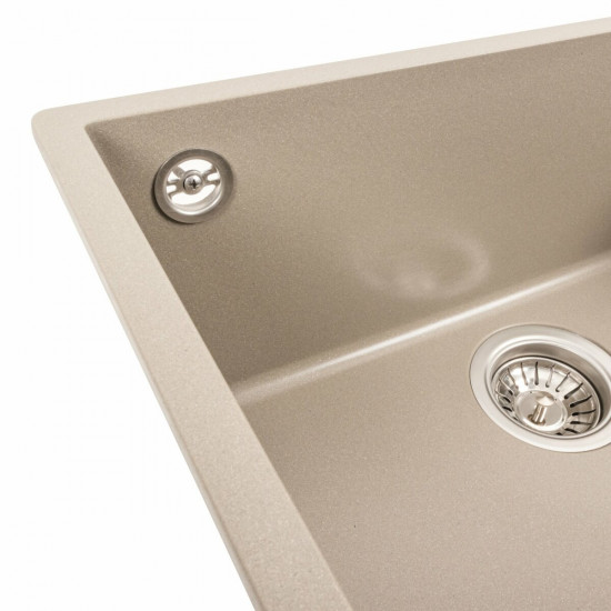 Гранітна мийка для кухні Platinum 5444 OASIS матовий Титан  фото № 5