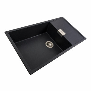 Гранітна мийка для кухні Platinum 8650 DIAMOND матовий Карбон