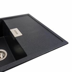 Гранітна мийка для кухні Platinum 8650 DIAMOND матовий Карбон