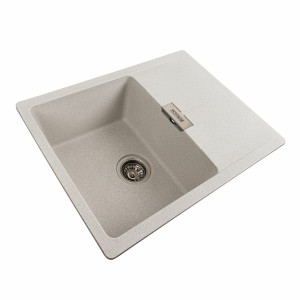 Гранітна мийка для кухні Platinum 6250 ZIRKONE матова Біла в крапку