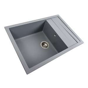 Кухонна мийка гранітна матова 7050 CASCADA Platinum Сірий металік