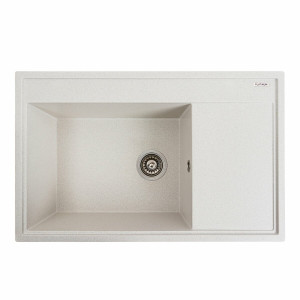 Гранітна мийка для кухні Platinum 7950 AZURIT матова Біла в крапку