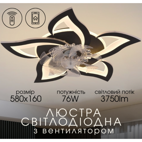 Стельовий світильник-вентилятор YZD5005-Fan (Чорний) Зображення №6 Стельовий світильник-вентилятор YZD5005-Fan (Чорний) фото № 6