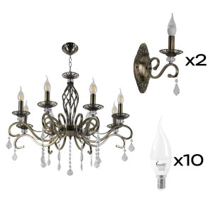 Комплект: Люстра Sirius B N1208/8 + 2 Бра B N1208/1W з лампочками Комплект: Люстра Sirius B N1208/8 + 2 Бра B N1208/1W з лампочками