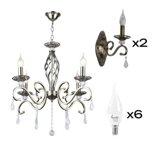 Комплект: Люстра Sirius B N1208/4 + 2 Бра B N1208/1W з лампочками Комплект: Люстра Sirius B N1208/4 + 2 Бра B N1208/1W з лампочками