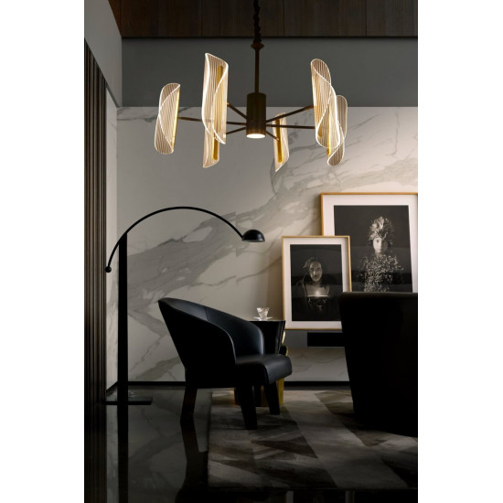 Люстра світлодіодна акрілова Sirius N 3722-6 BK+GD (104W)  фото № 4