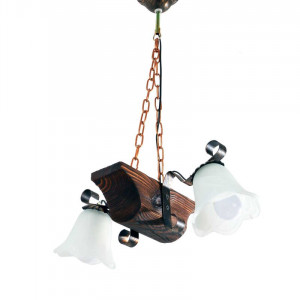 Люстра дерев'яна виробництво Sirius S7079/2 темний обжиг на 2 плафона Люстра дерев'яна виробництво Sirius S7079/2 темний обжиг на 2 плафона