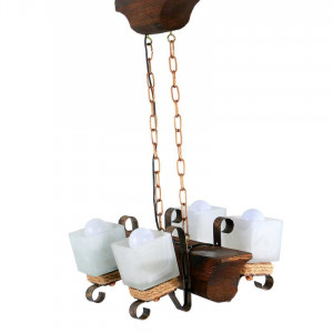 Люстра дерев'яна виробництво Sirius S7087/4 темний обжиг на 4 плафона Люстра дерев'яна виробництво Sirius S7087/4 темний обжиг на 4 плафона