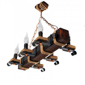 Люстра дерев'яна виробництво Sirius S7088/6 темний обжиг на 6 лампочок Люстра дерев'яна виробництво Sirius S7088/6 темний обжиг на 6 лампочок