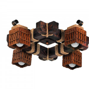 Люстра дерев'яна виробництво Sirius S7093/4 темний обжиг на 4 плафона Люстра дерев'яна виробництво Sirius S7093/4 темний обжиг на 4 плафона