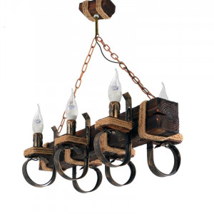Люстра дерев'яна виробництво Sirius S7097/6 темний обжиг на 6 лампочок Люстра дерев'яна виробництво Sirius S7097/6 темний обжиг на 6 лампочок
