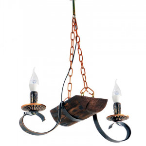 Люстра дерев'яна виробництво Sirius S7099/2 темний обжиг на 2 лампочки Люстра дерев'яна виробництво Sirius S7099/2 темний обжиг на 2 лампочки