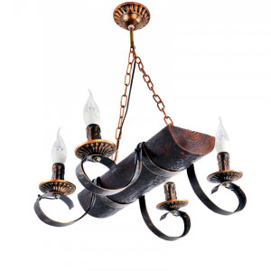 Люстра дерев'яна виробництво Sirius S7102/4 темний обжиг на 4 лампочки Люстра дерев'яна виробництво Sirius S7102/4 темний обжиг на 4 лампочки