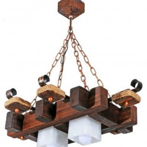 Люстра дерев'яна виробництво Sirius S7105/2 темний обжиг на 2 плафона Люстра дерев'яна виробництво Sirius S7105/2 темний обжиг на 2 плафона