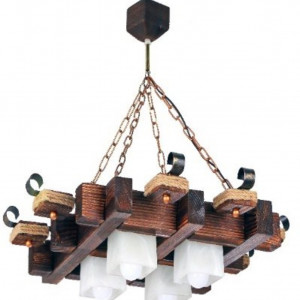 Люстра дерев'яна виробництво Sirius S7107/4 темний обжиг на 4 плафона Люстра дерев'яна виробництво Sirius S7107/4 темний обжиг на 4 плафона