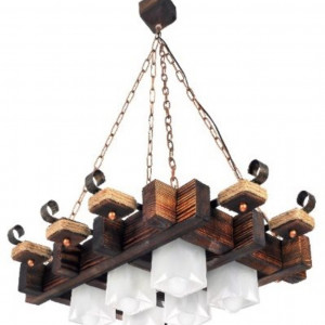 Люстра дерев'яна виробництво Sirius S7108/6 темний обжиг на 6 плафонів Люстра дерев'яна виробництво Sirius S7108/6 темний обжиг на 6 плафонів