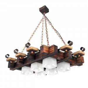 Люстра дерев'яна виробництво Sirius S7108/6 темний обжиг на 6 плафонів Люстра дерев'яна виробництво Sirius S7108/6 темний обжиг на 6 плафонів
