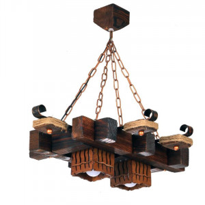 Люстра дерев'яна виробництво Sirius S7109/2 темний обжиг на 2 плафона Люстра дерев'яна виробництво Sirius S7109/2 темний обжиг на 2 плафона