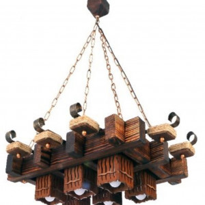 Люстра дерев'яна виробництво Sirius S7112/6 темний обжиг на 6 плафонів Люстра дерев'яна виробництво Sirius S7112/6 темний обжиг на 6 плафонів