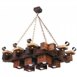 Люстра дерев'яна виробництво Sirius S7112/6 темний обжиг на 6 плафонів Люстра дерев'яна виробництво Sirius S7112/6 темний обжиг на 6 плафонів
