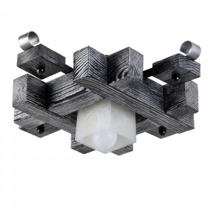 Люстра дерев'яна виробництво Sirius S7121/1 чорне срібло на 1 плафон Люстра дерев'яна виробництво Sirius S7121/1 чорне срібло на 1 плафон