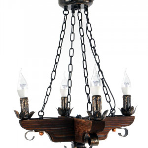 Люстра дерев'яна виробництво Sirius S7122/4 темний обжиг на 4 лампочки Люстра дерев'яна виробництво Sirius S7122/4 темний обжиг на 4 лампочки
