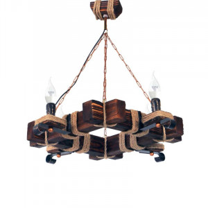 Люстра дерев'яна виробництво Sirius S7002/4 темний обжиг на 4 лампочки