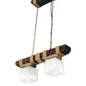 Люстра дерев'яна виробництво Sirius S7009/2 темний обжиг на 2 плафона