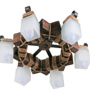 Люстра дерев'яна виробництво Sirius S7010/6 темний обжиг на 6 плафонов Люстра дерев'яна виробництво Sirius S7010/6 темний обжиг на 6 плафонов