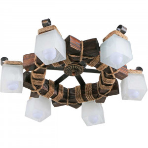 Люстра дерев'яна виробництво Sirius S7010/6 темний обжиг на 6 плафонов Люстра дерев'яна виробництво Sirius S7010/6 темний обжиг на 6 плафонов