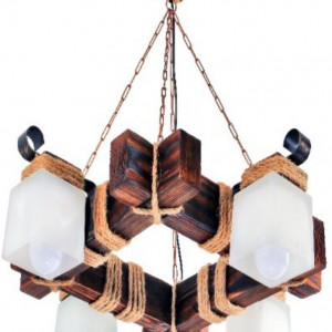 Люстра дерев'яна виробництво Sirius S7013/4 темний обжиг на 4 плафона Люстра дерев'яна виробництво Sirius S7013/4 темний обжиг на 4 плафона