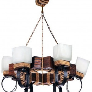 Люстра дерев'яна виробництво Sirius S7017/6 темний обжиг на 6 плафонов Люстра дерев'яна виробництво Sirius S7017/6 темний обжиг на 6 плафонов