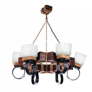 Люстра дерев'яна виробництво Sirius S7017/6 темний обжиг на 6 плафонов Люстра дерев'яна виробництво Sirius S7017/6 темний обжиг на 6 плафонов