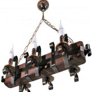 Люстра дерев'яна виробництво Sirius S7019/6 темний обжиг на 6 лампочек Люстра дерев'яна виробництво Sirius S7019/6 темний обжиг на 6 лампочек