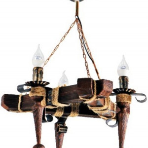Люстра дерев'яна виробництво Sirius S7020/3 темний обжиг на 3 лампочки Люстра дерев'яна виробництво Sirius S7020/3 темний обжиг на 3 лампочки