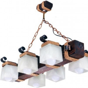 Люстра дерев'яна виробництво Sirius S7022/6 (темний обжиг) Люстра дерев'яна виробництво Sirius S7022/6 (темний обжиг)
