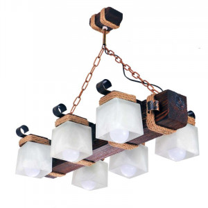 Люстра дерев'яна виробництво Sirius S7022/6 (темний обжиг) Люстра дерев'яна виробництво Sirius S7022/6 (темний обжиг)