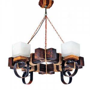 Люстра дерев'яна виробництво Sirius S7028/4 темний обжиг на 4 плафона Люстра дерев'яна виробництво Sirius S7028/4 темний обжиг на 4 плафона