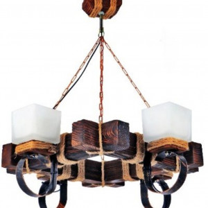 Люстра дерев'яна виробництво Sirius S7028/4 темний обжиг на 4 плафона Люстра дерев'яна виробництво Sirius S7028/4 темний обжиг на 4 плафона