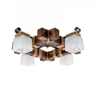 Люстра дерев'яна виробництво Sirius S7030/4 темний обжиг на 4 плафона Люстра дерев'яна виробництво Sirius S7030/4 темний обжиг на 4 плафона