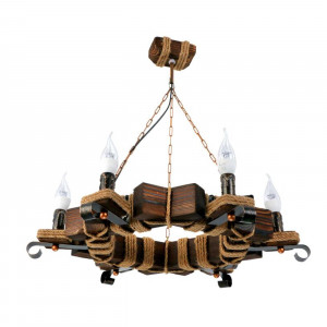 Люстра дерев'яна виробництво Sirius S7039/6 темний обжиг на 6 лампочек Люстра дерев'яна виробництво Sirius S7039/6 темний обжиг на 6 лампочек